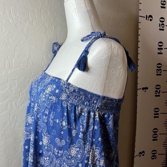 AEROPOSTALE blue and white sleeveless top with skinny adjustable straps SZ XS - Picture 3 of 9